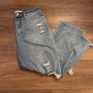 Flying Monkey Light Blue Distressed Ankle Jeans